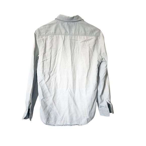 Sandro Light Chambray Denim Double Breasted Pocket Front Button Down Shirt Small - Picture 4 of 6